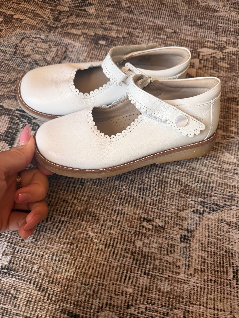 Elephantito White Mary Jane with Scalloped Edge